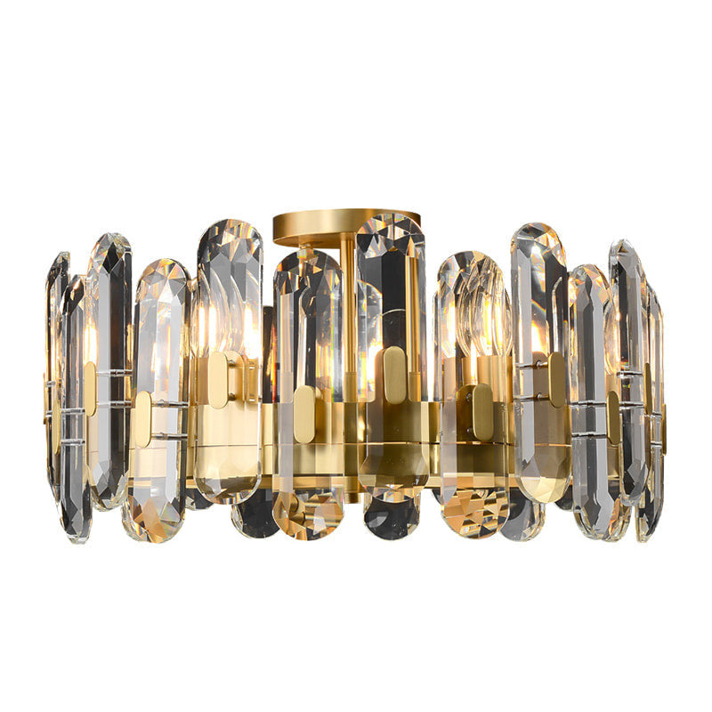 Aged Brass 6-Light 19'' Dia Clear Crystal Ceiling Lights