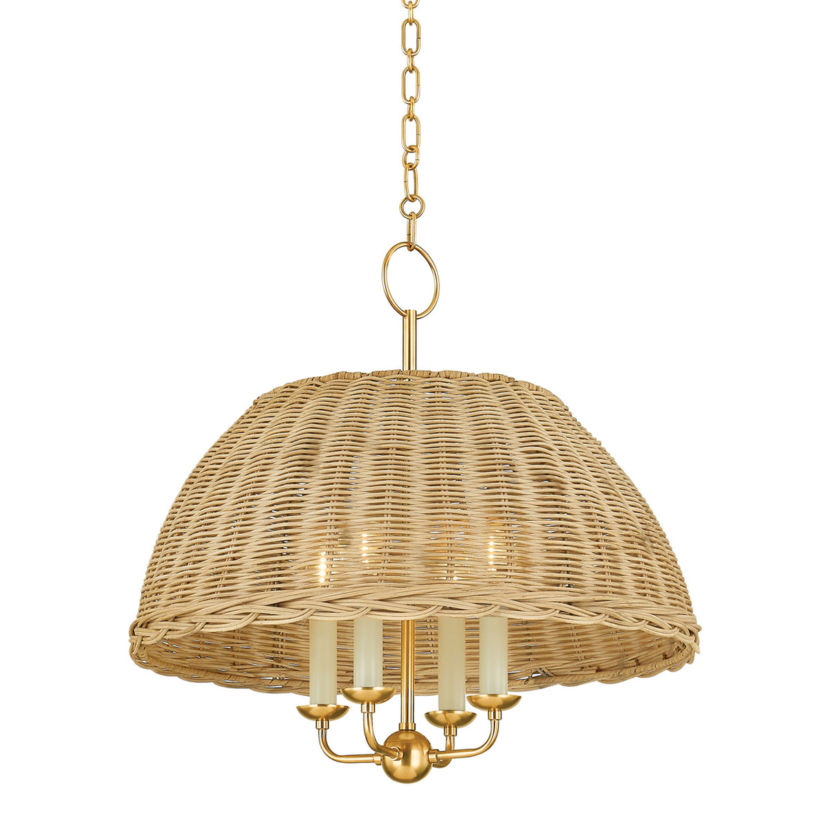 Woven Rattan Shade Candelabra Chandelier - View 6