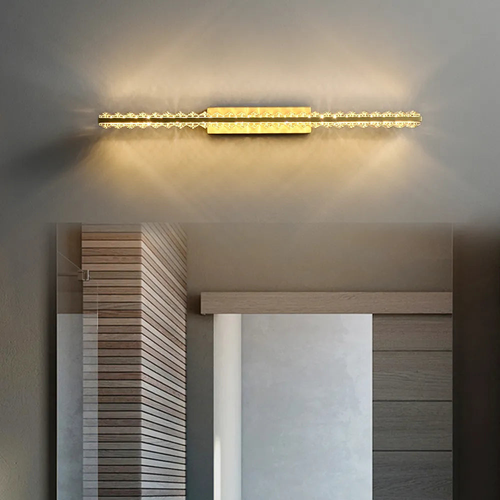 Glam Gold Metal & Crystal LED Bathroom Wall Sconces