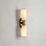 Harlin Double Sconce in Alabaster Brass