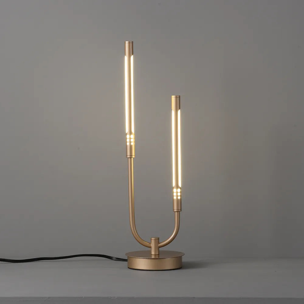 LED Gold 2-Light U-Shaded Candle-Stick Modern Table Lamp