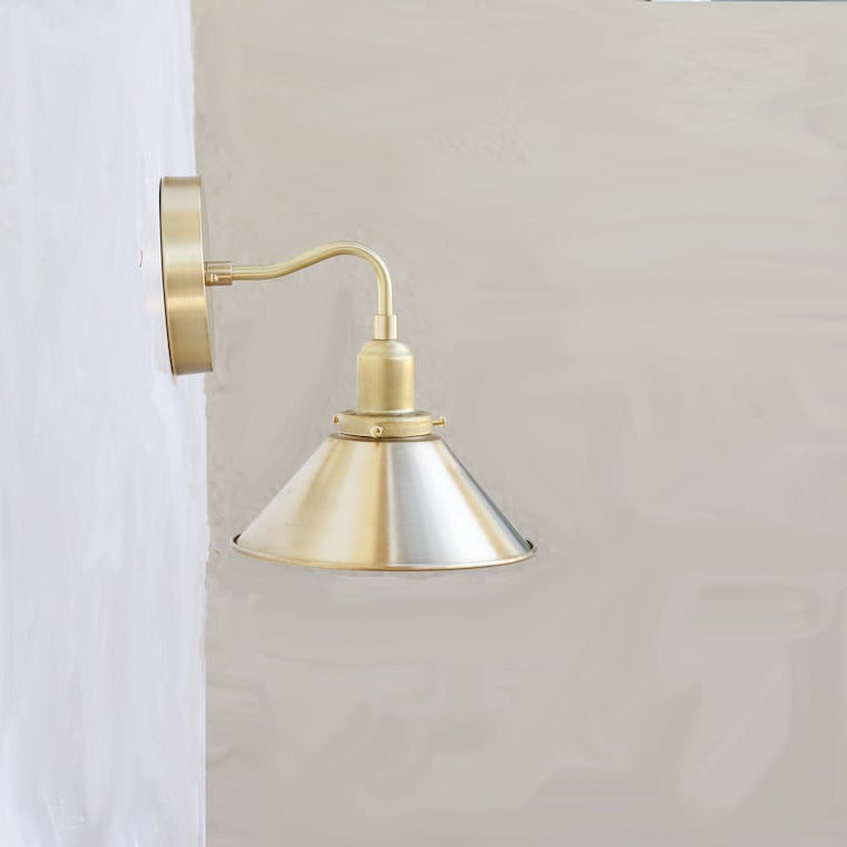 Brass Flared Shade 8" Wide Mid-Century Brass Wall Sconce