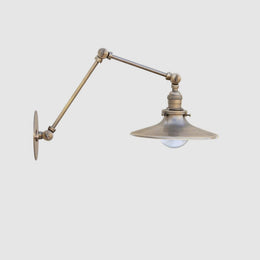 Adjustable Swing-Arm Brass Wall Sconce with Coolie Shade