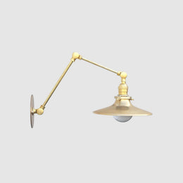 Adjustable Swing-Arm Brass Wall Sconce with Coolie Shade