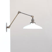 Adjustable Swing-Arm Wall Sconce with Enamel Dish Shade