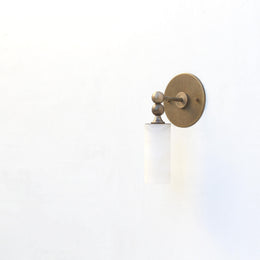 Alabaster Cylinder Wall Sconce with Brass Ball Detail