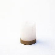 Alabaster Stone Tealight Candle Holder with Brass Base