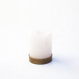 Alabaster Stone Tealight Candle Holder with Brass Base