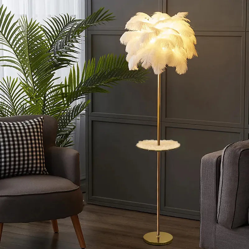 Josephine Feather Rose Gold Metal Art Deco Floor Lamp