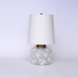 Art Deco Table Lamp with Floral Frosted Glass Base