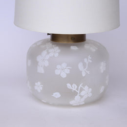 Art Deco Table Lamp with Floral Frosted Glass Base