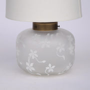 Art Deco Table Lamp with Sand-Blasted Floral Glass Base