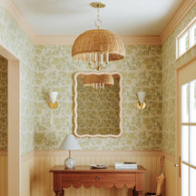 Woven Rattan Shade Candelabra Chandelier - View 11