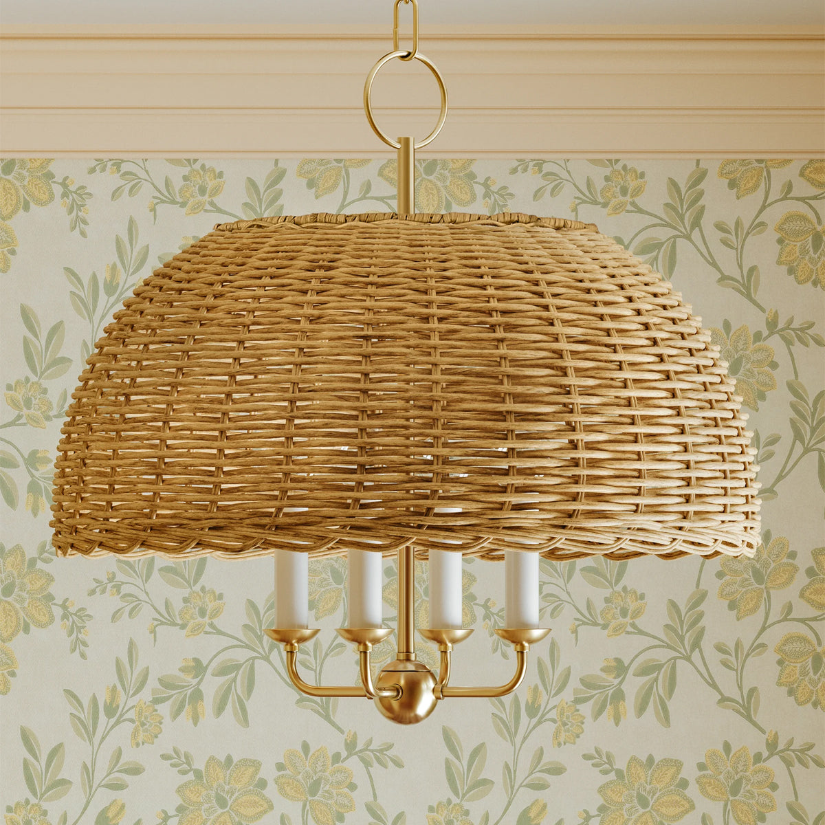 Woven Rattan Shade Candelabra Chandelier - View 12