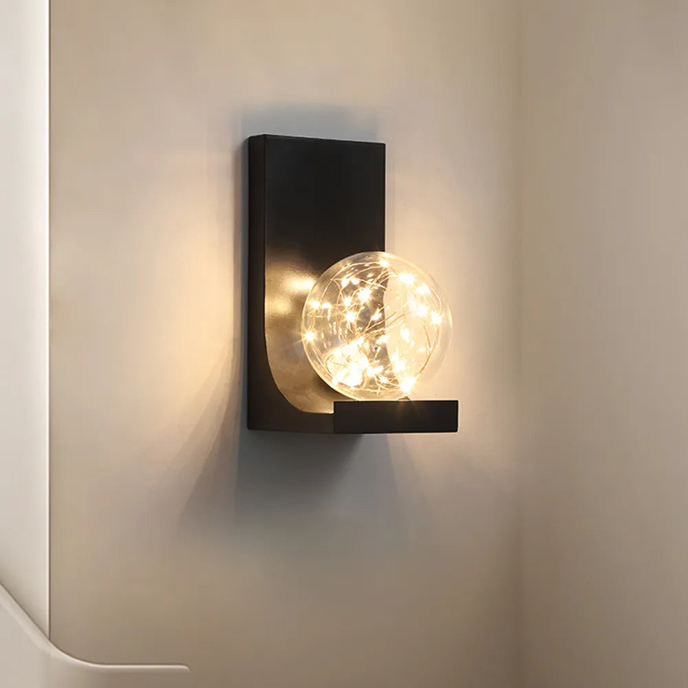 Black LED Flush Mount Clear Goble Glass Modern Wall Sconces