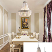 Boho White Beads Round Wood Chandelier