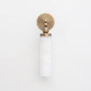 Brass and Alabaster Wall Sconce with Tall Cylinder Shade
