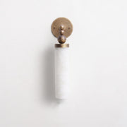 Brass and Alabaster Wall Sconce with Tall Cylinder Shade