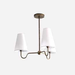 Brass Chandelier with Linen Shades