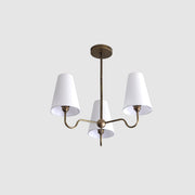 Brass Chandelier with Linen Shades