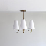 Brass Chandelier with Linen Shades
