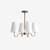 Brass Chandelier with Linen Shades