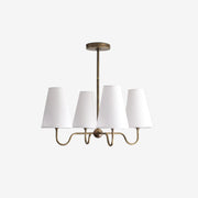 Brass Chandelier with Linen Shades