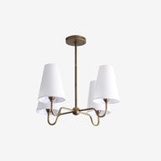 Brass Chandelier with Linen Shades