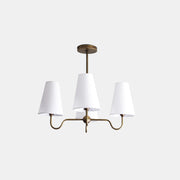 Brass Chandelier with Linen Shades