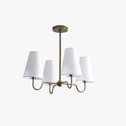 Brass Chandelier with Linen Shades