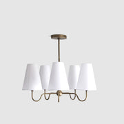 Brass Chandelier with Linen Shades
