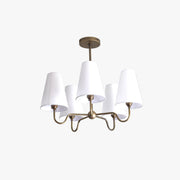 Brass Chandelier with Linen Shades