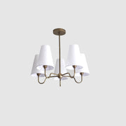 Brass Chandelier with Linen Shades