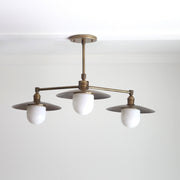 Brass Chandelier with Opal Glass Shades