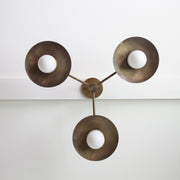 Brass Chandelier with Opal Glass Shades