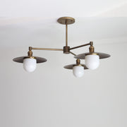 Brass Chandelier with Opal Glass Shades