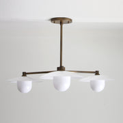 Brass Chandelier with Opal Glass Shades