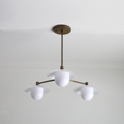 Brass Chandelier with Opal Glass Shades