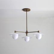 Brass Chandelier with Opal Glass Shades