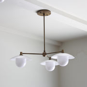 Brass Chandelier with Opal Glass Shades