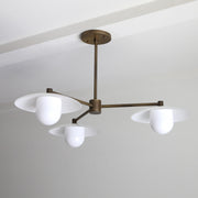 Brass Chandelier with Opal Glass Shades
