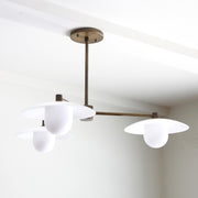 Brass Chandelier with Opal Glass Shades
