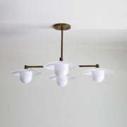 Brass Chandelier with Opal Glass Shades