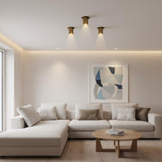 Brass Cylinder Ceiling Spotlight with Clear Glass Lens