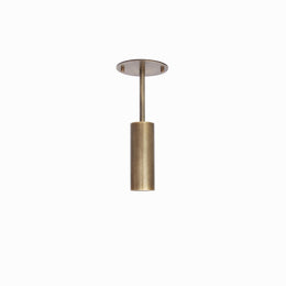 Brass Cylinder Ceiling Spotlight with Drop Rod