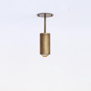Brass Cylinder Ceiling Spotlight with Straight Drop Arm