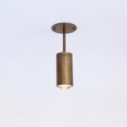 Brass Cylinder Ceiling Spotlight with Straight Drop Arm