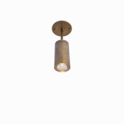 Brass Cylinder Ceiling Spotlight with Straight Drop Arm