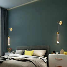 Brass Clear Crystal Shade Cylinder Modern Wall Lighting
