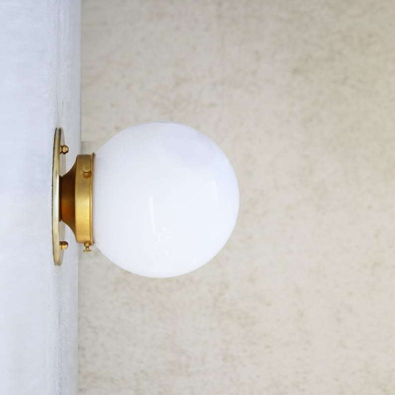 Hand-Blown Frost Matte Globe Shade Minimalist Brass Globe Sconce